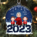 Grandma Grandkids Sitting On 2023 Night Background Personalized Acrylic Ornament