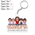 Grandma Grandkids Sitting On Text Personalized Acrylic Keychain