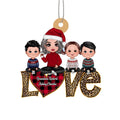 Grandma Grandkids Sitting On Text Love Leopard Personalized Wooden Ornament