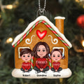 Grandma Grandkids Sitting On Gingerbread House Christmas Gift Personalized Acrylic Ornament