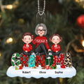 Grandma Grandkids Sitting On Words Christmas Pattern Personalized Acrylic Ornament